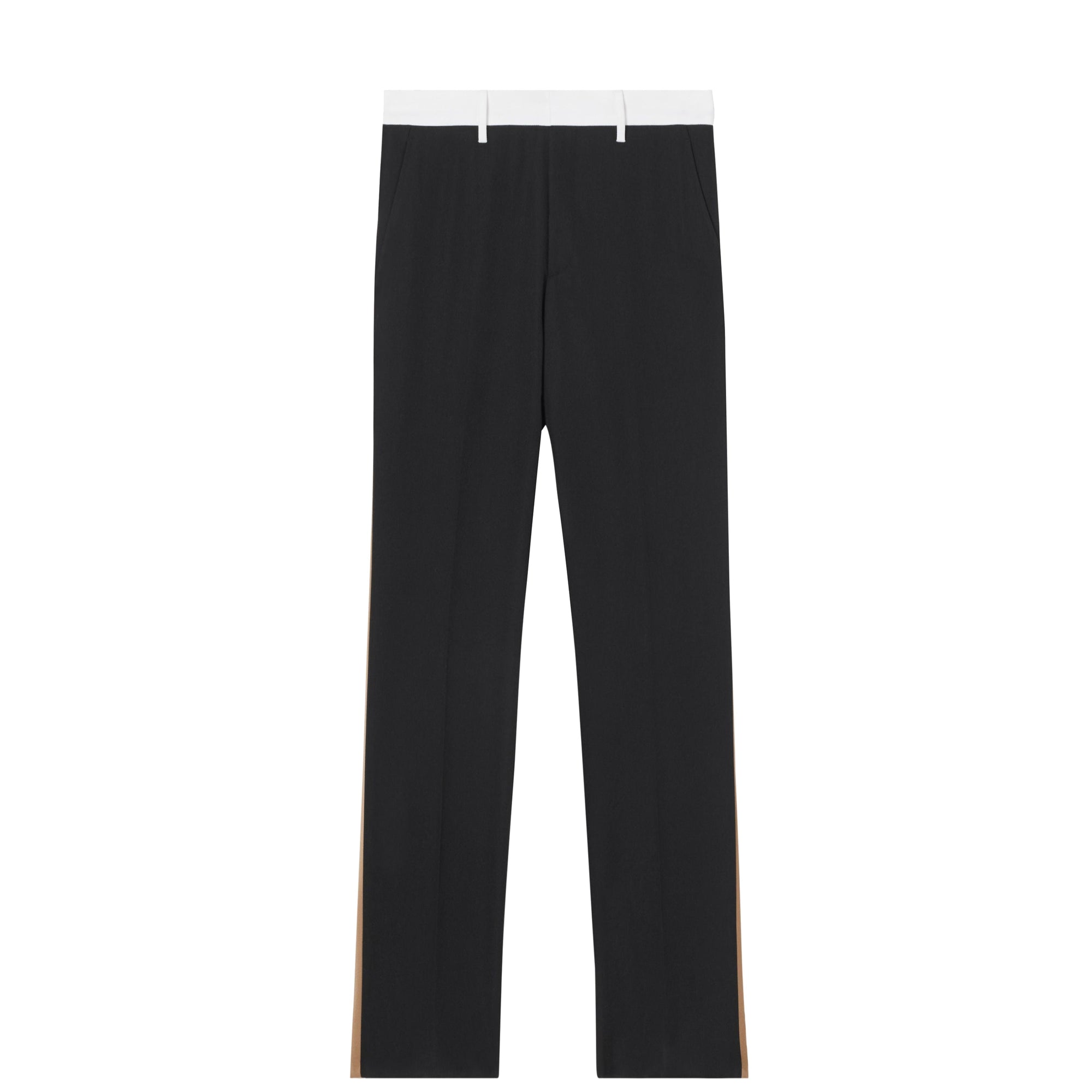 Pantalon de costume classique en laine à bandes latérales - Black