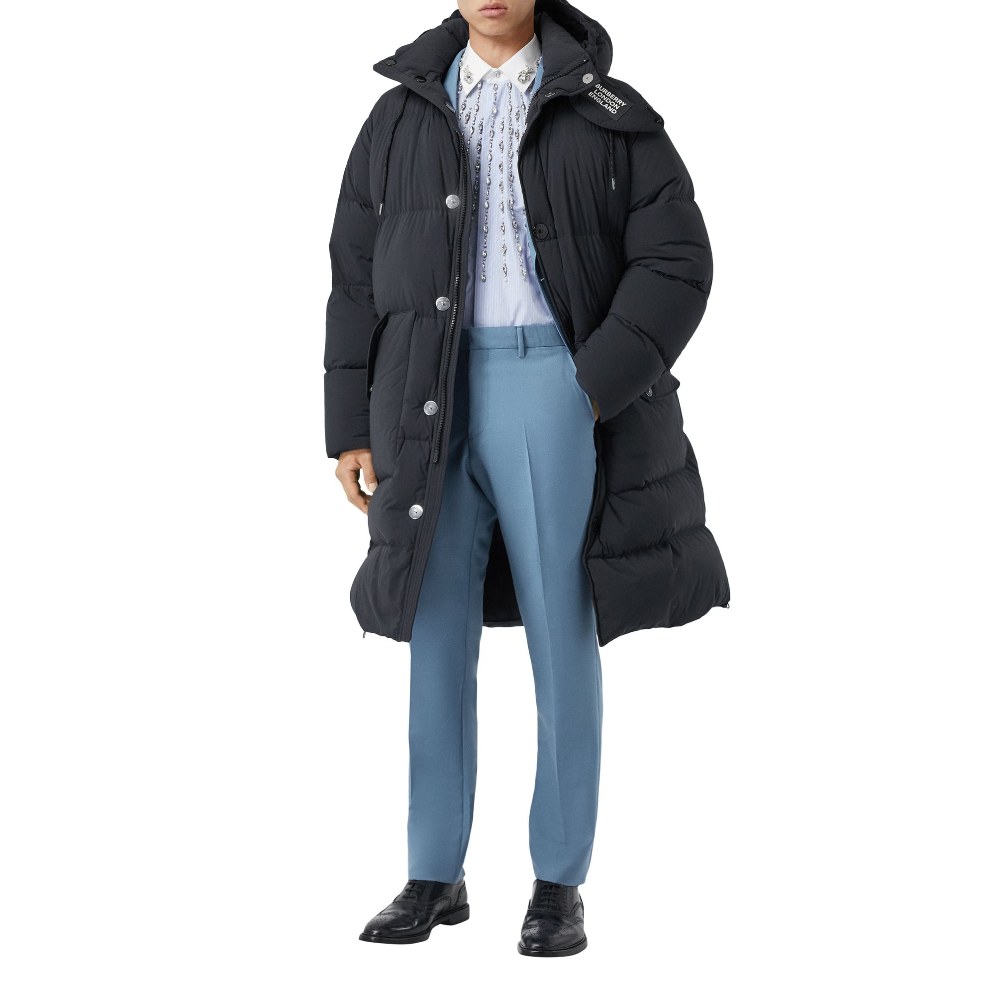 Pantalon ajusté classique en mohair et laine - Steel Blue