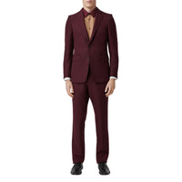 Pantalon de costume classique en laine et mohair - Deep Burgundy