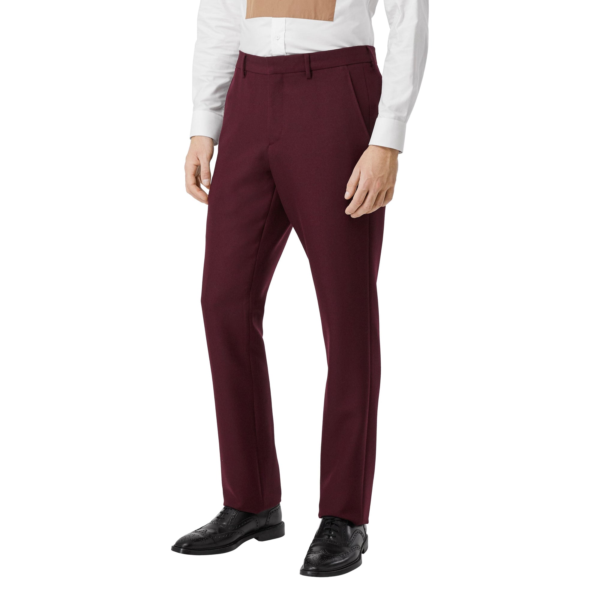 Pantalon de costume classique en laine et mohair - Deep Burgundy