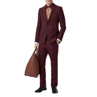 Pantalon de costume classique en laine et mohair - Deep Burgundy