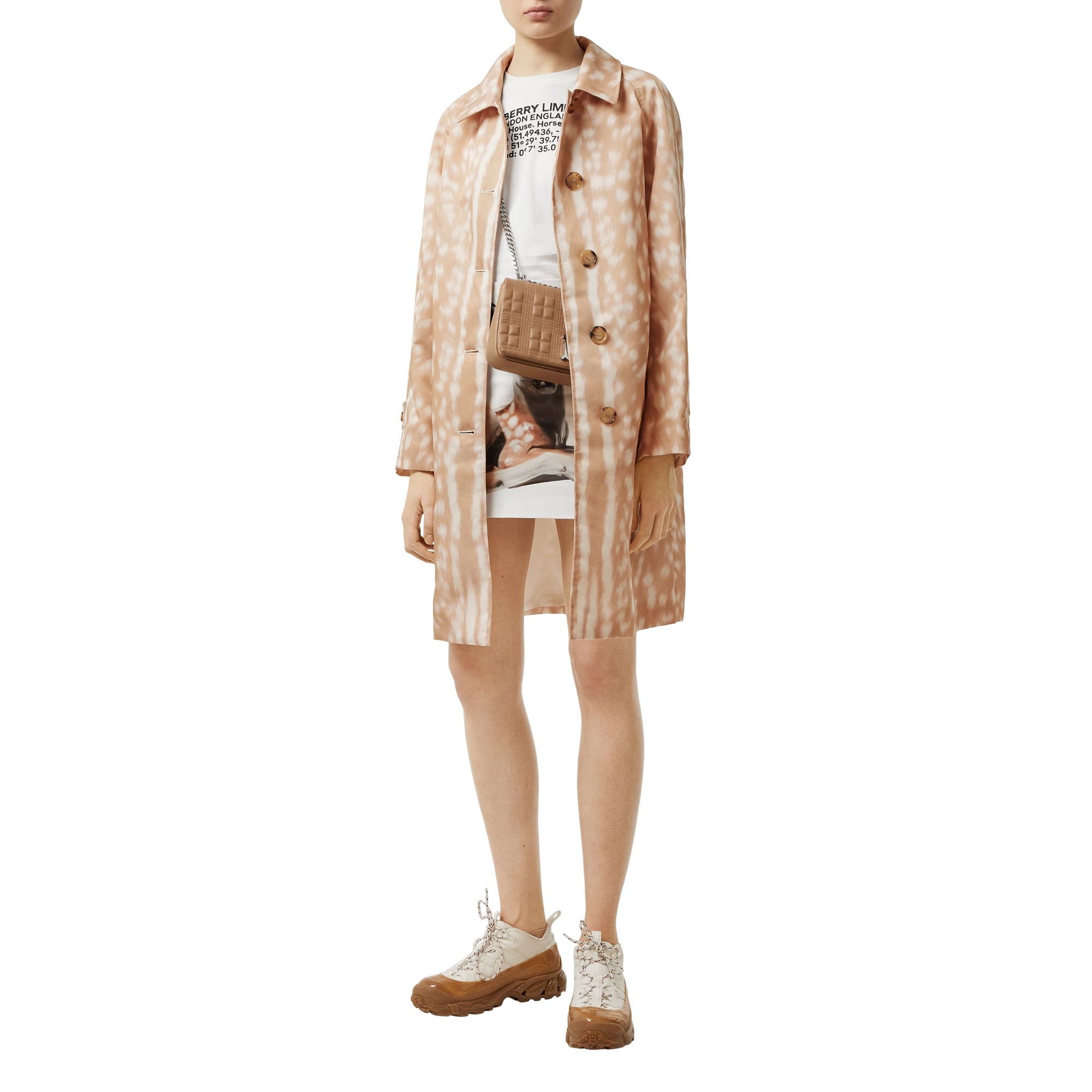 Paletot en nylon à imprimé daim - Soft Fawn