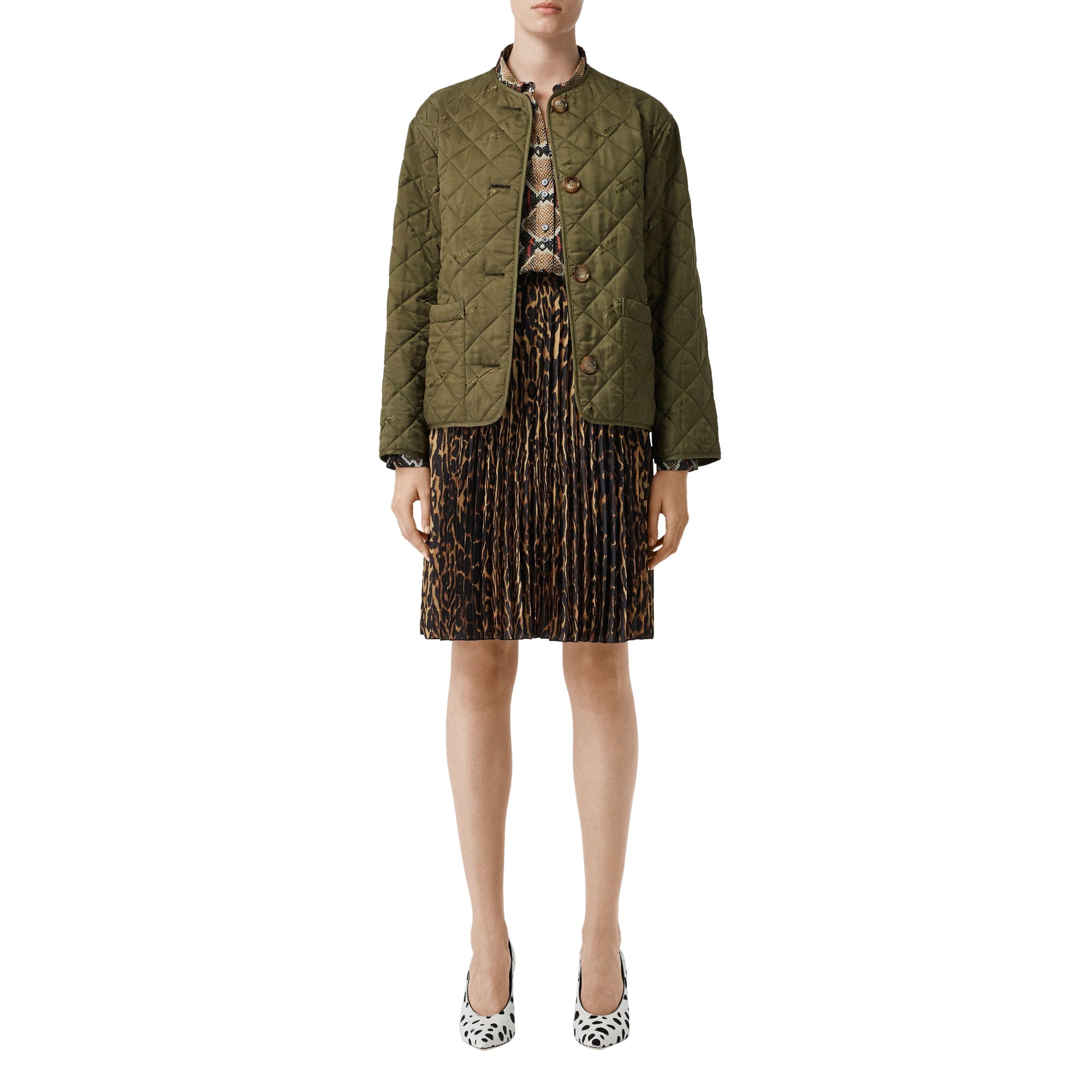 Veste matelassée avec logo en jacquard - Olive