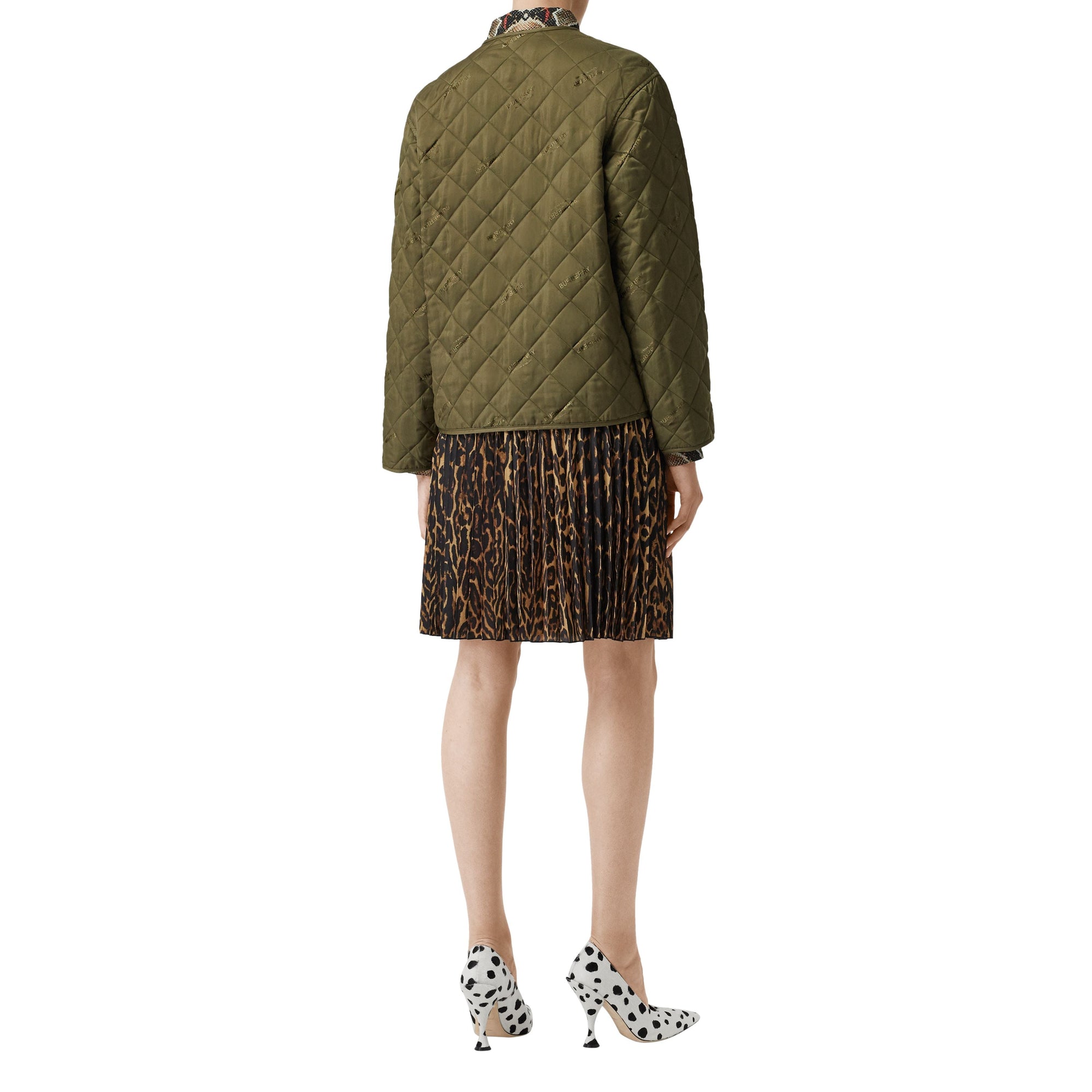Veste matelassée avec logo en jacquard - Olive