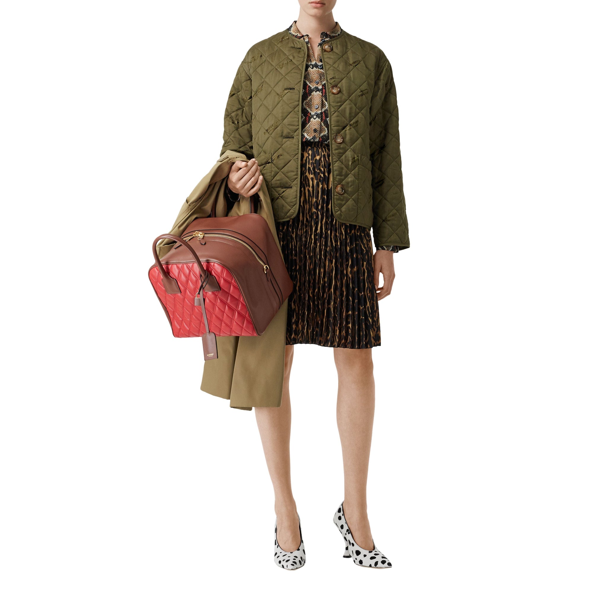 Veste matelassée avec logo en jacquard - Olive