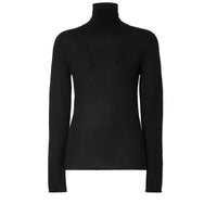 Pull à col roulé en cachemire et soie avec logo brodé - Black
