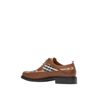 Derbies en cuir et Vintage check avec détails richelieu - Tan & Archive Beige