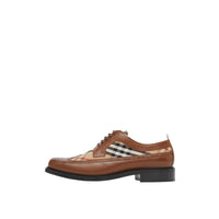 Derbies en cuir et Vintage check avec détails richelieu - Tan & Archive Beige