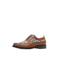 Derbies en cuir et Vintage check avec détails richelieu - Tan & Archive Beige