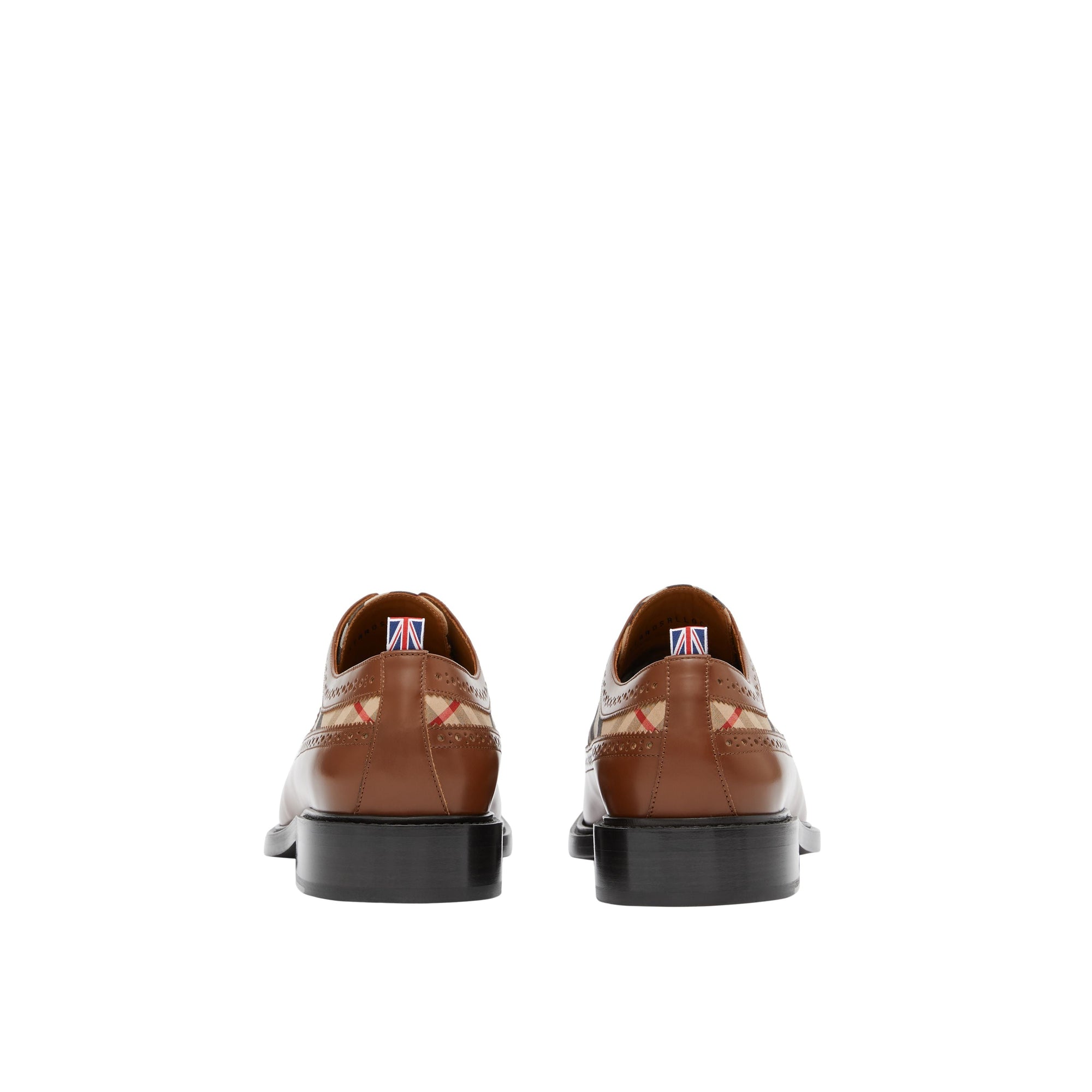 Derbies en cuir et Vintage check avec détails richelieu - Tan & Archive Beige