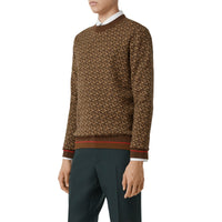 Pull en jacquard de laine Monogram - Bridle Brown