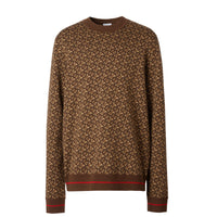 Pull en jacquard de laine Monogram - Bridle Brown