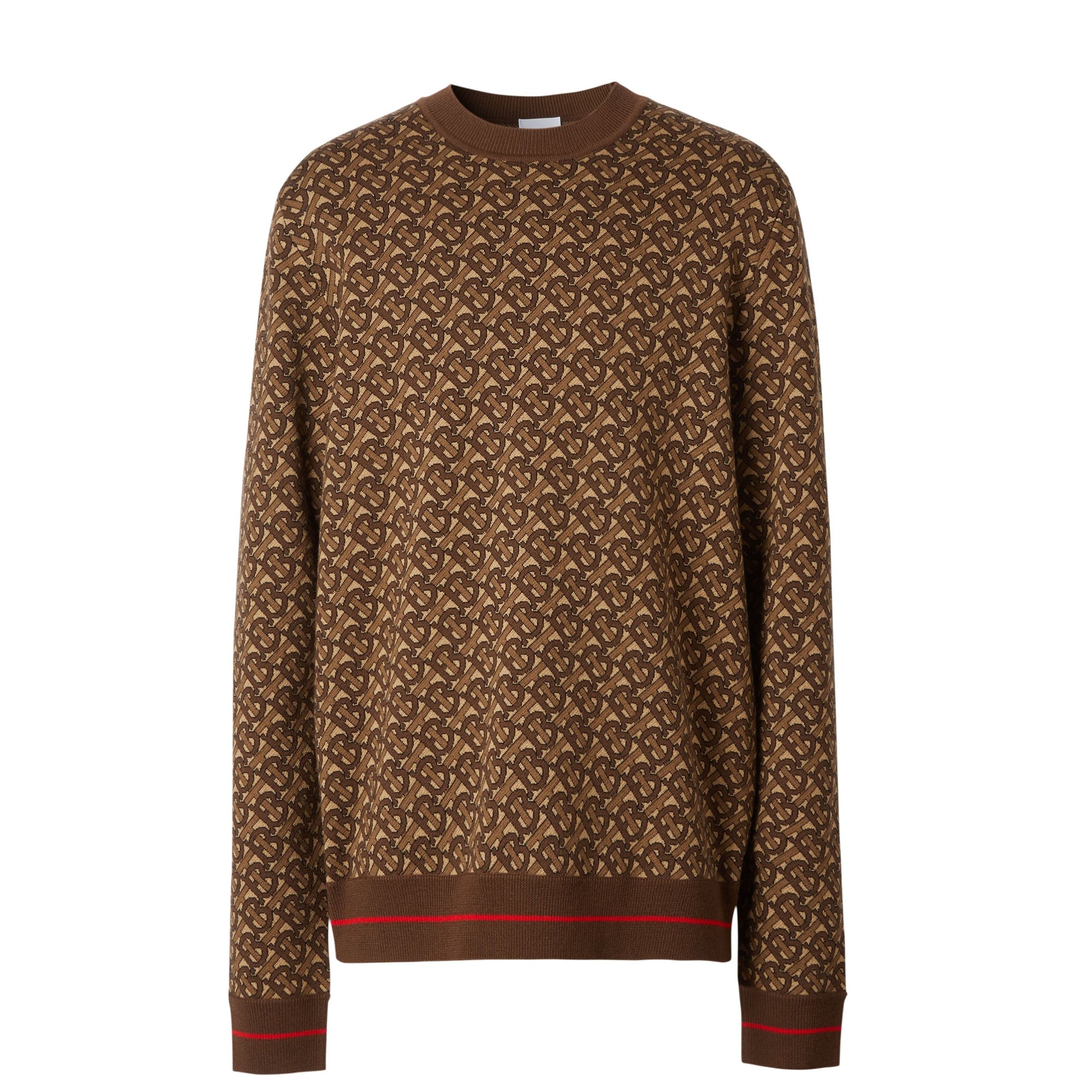 Pull en jacquard de laine Monogram - Bridle Brown