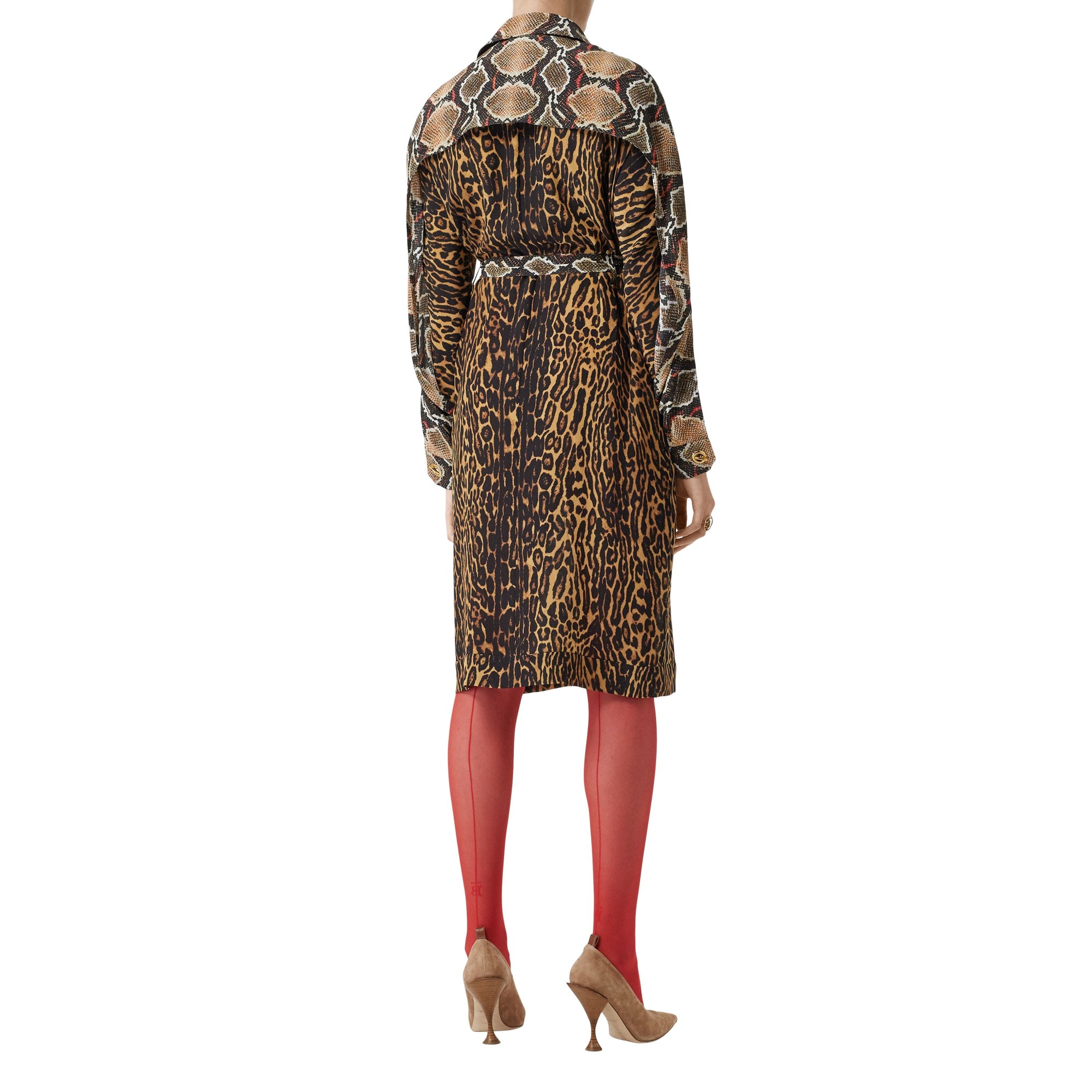 Robe chemise ceinturée à manches cape en soie - Dark Mustard