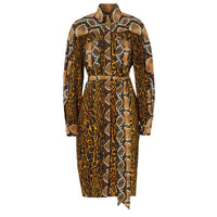 Robe chemise ceinturée à manches cape en soie - Dark Mustard