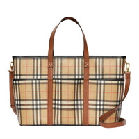 Sac à langer en toile écologique Vintage check - Archive Beige