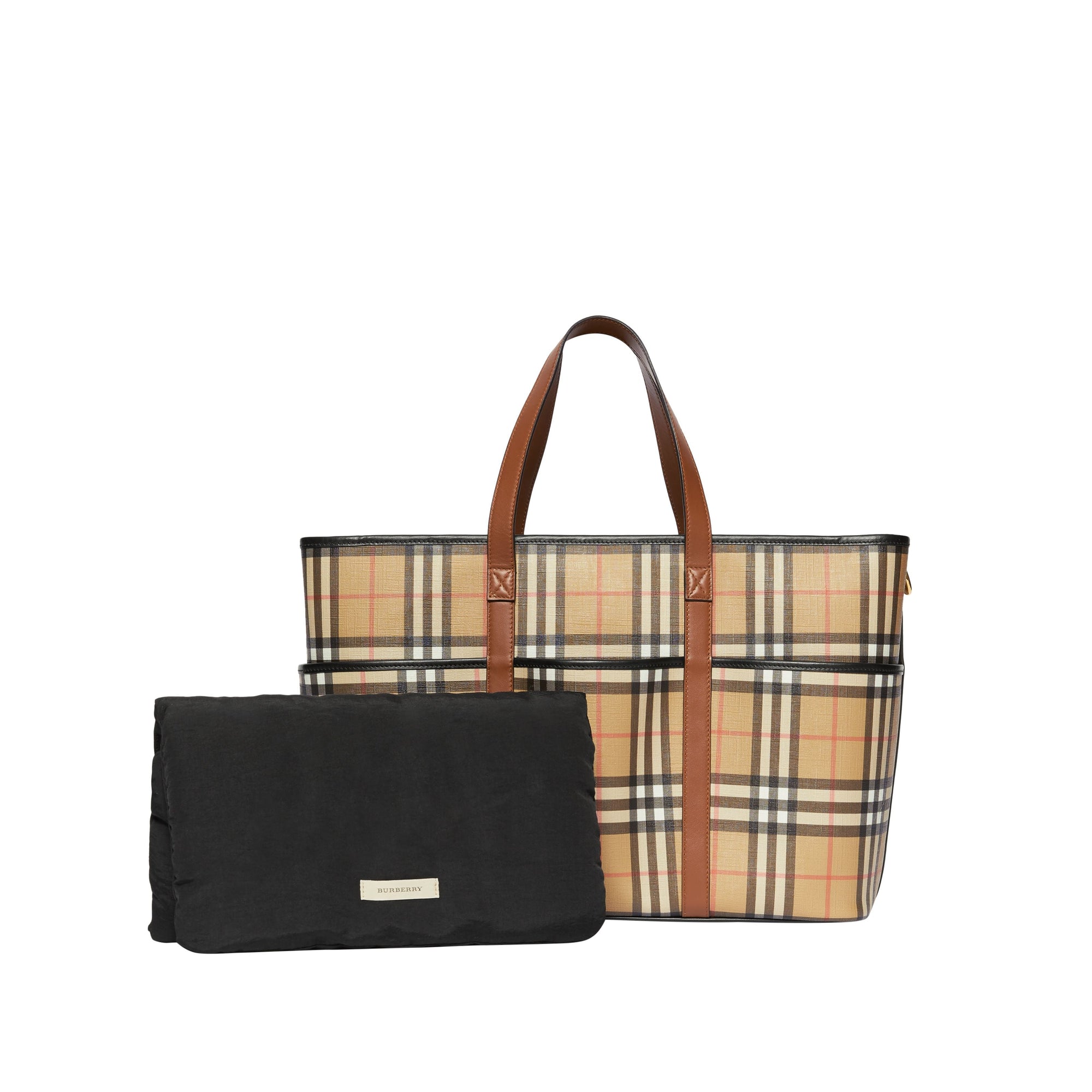 Sac à langer en toile écologique Vintage check - Archive Beige
