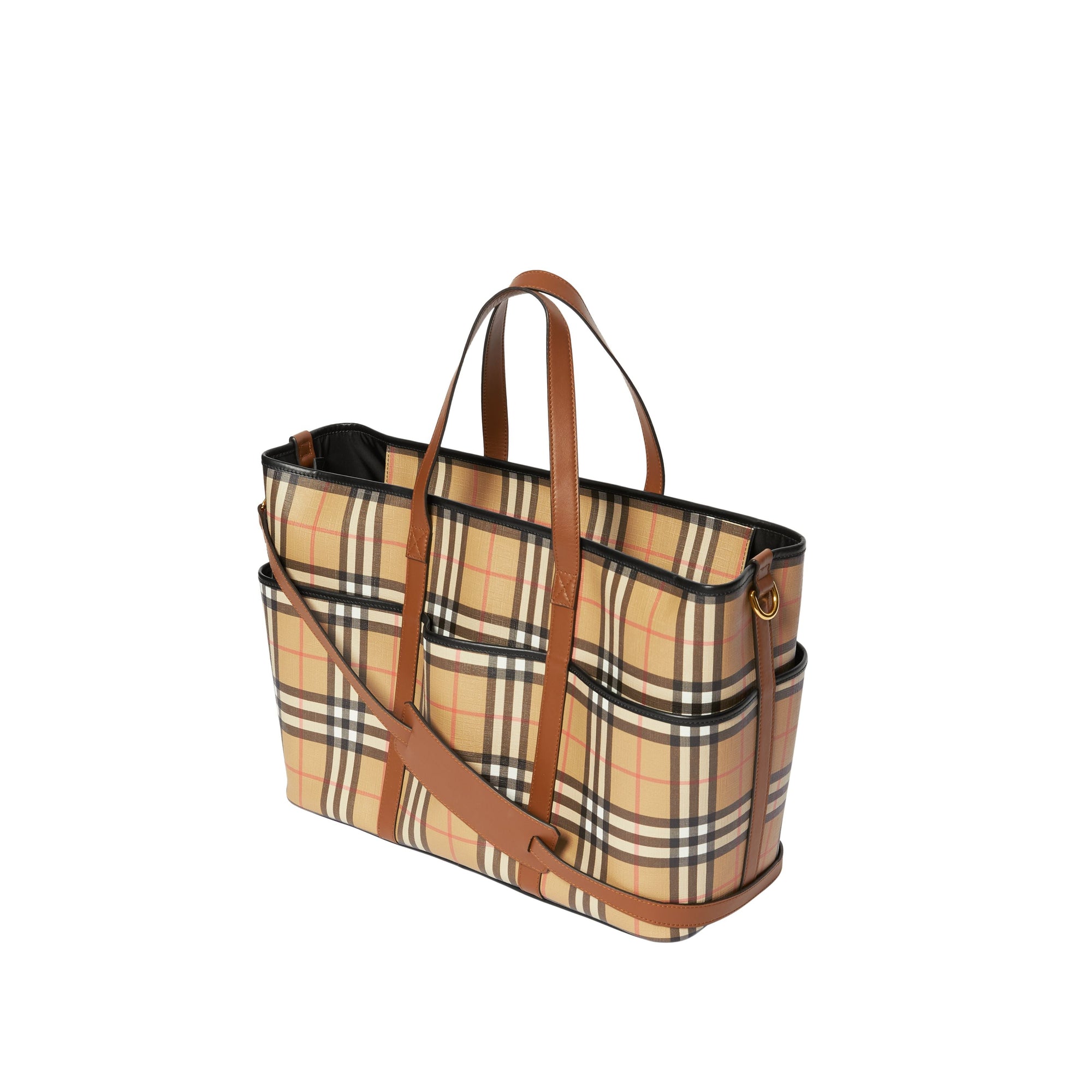Sac à langer en toile écologique Vintage check - Archive Beige