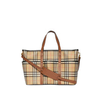Sac à langer en toile écologique Vintage check - Archive Beige