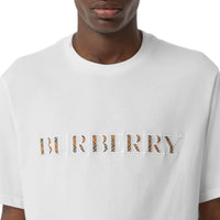 T-shirt en coton avec logo brodé check - White