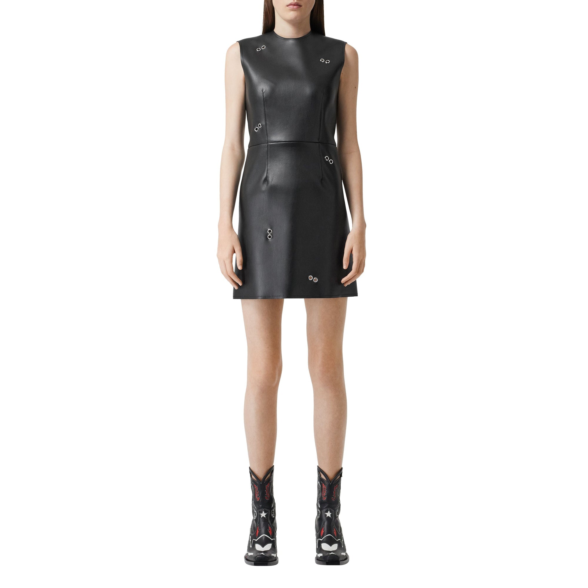 Minirobe en similicuir avec ornements - Black