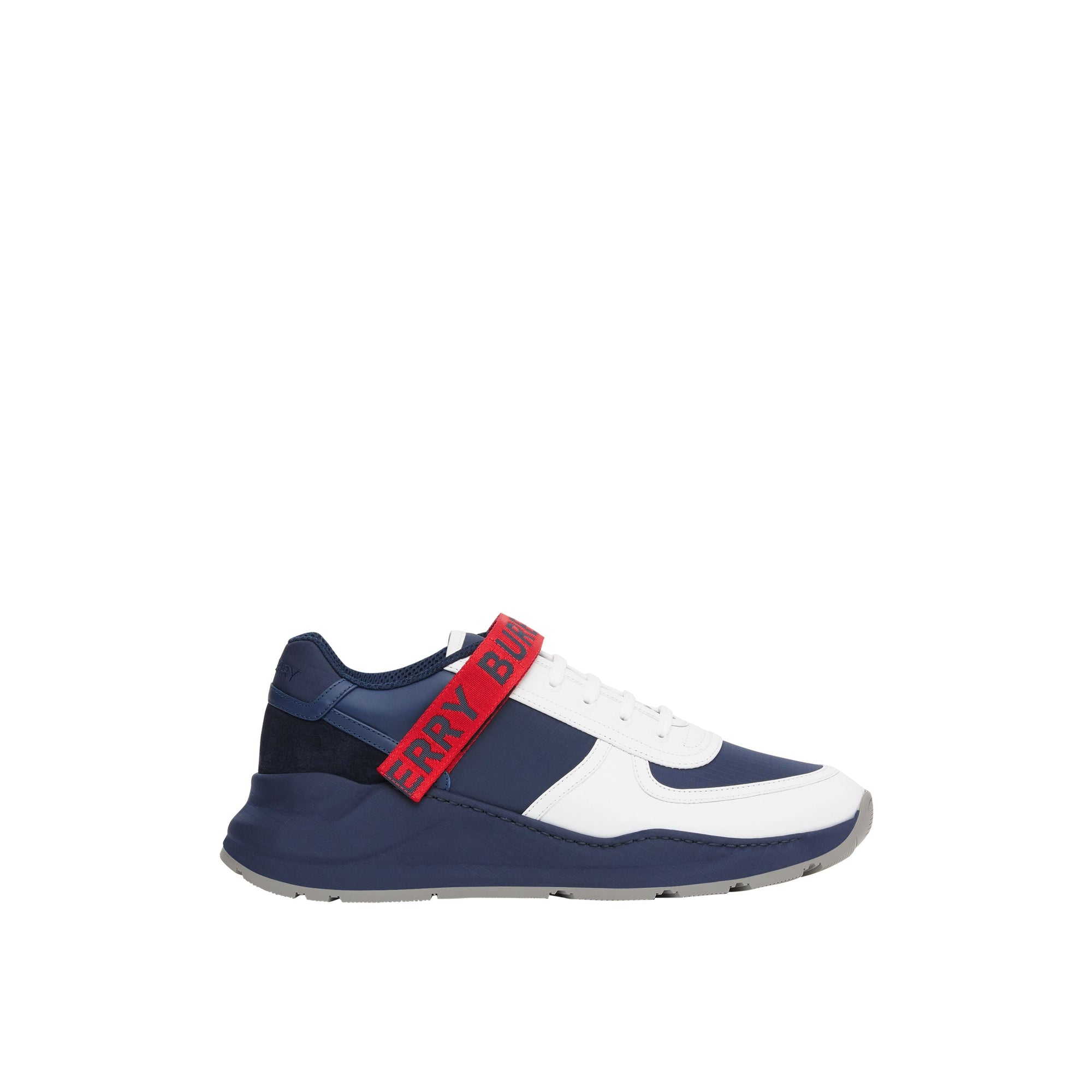 Sneakers en cuir et cuir velours avec logo - Navy