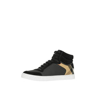 Sneakers montantes en cuir cuir velours et House check - Black