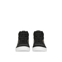 Sneakers montantes en cuir cuir velours et House check - Black