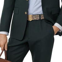Ceinture réversible en toile écologique Monogram et cuir - Bridle Brownns & Black