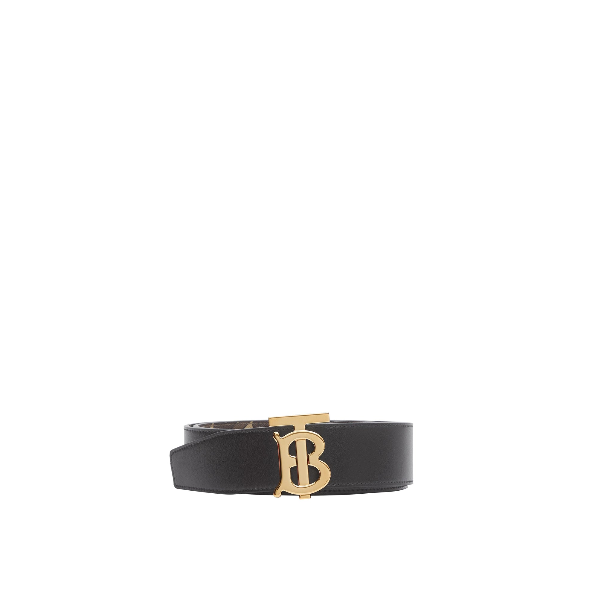 Ceinture réversible en toile écologique Monogram et cuir - Bridle Brownns & Black