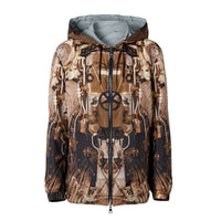 Veste à capuche réversible en nylon avec imprimé sous-marin - Bronze