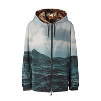 Veste à capuche réversible en nylon avec imprimé sous-marin - Bronze