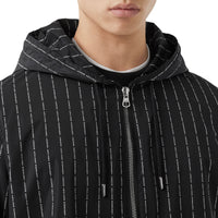 Veste à capuche en nylon avec fines rayures à logo - Black