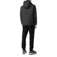 Veste à capuche en nylon avec fines rayures à logo - Black