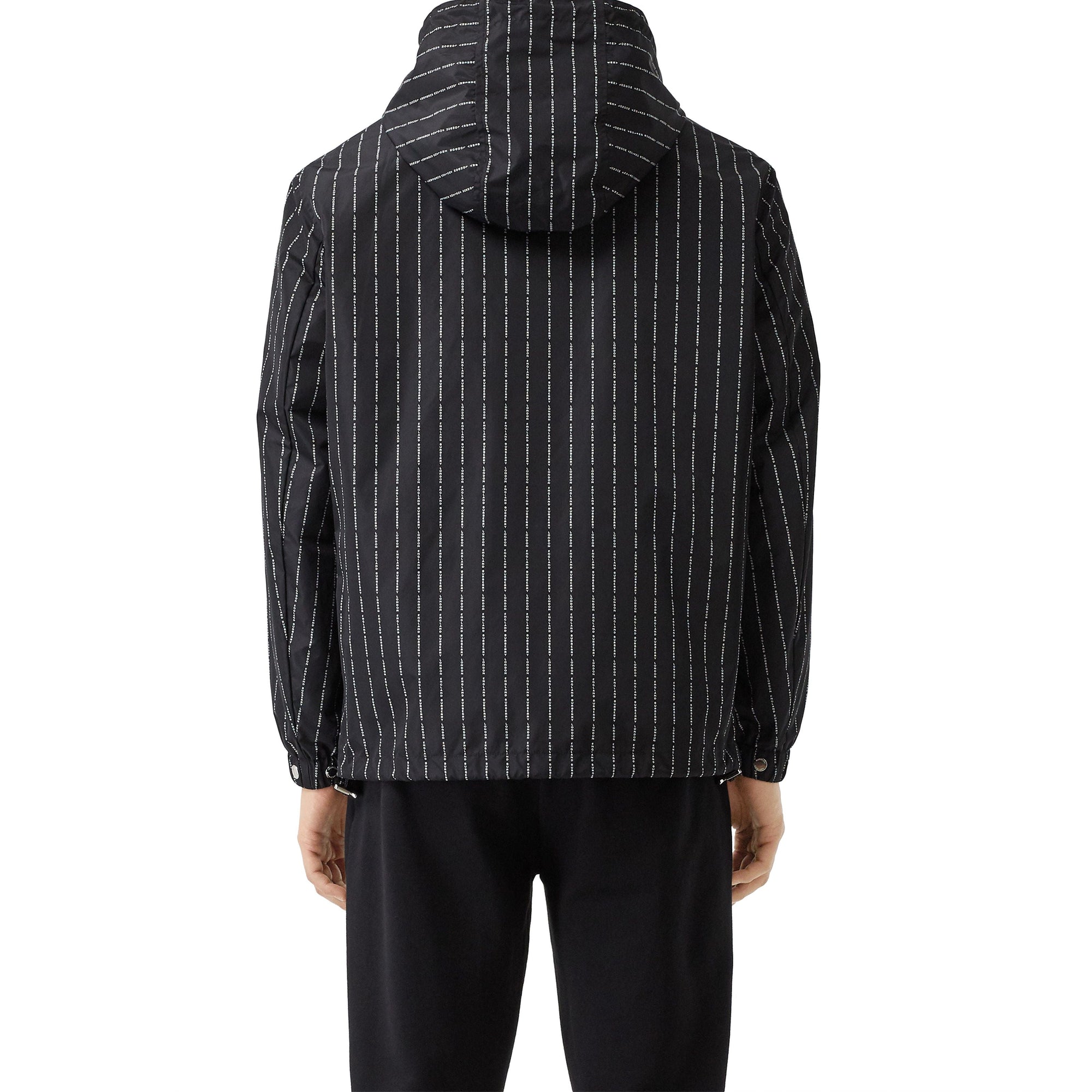 Veste à capuche en nylon avec fines rayures à logo - Black