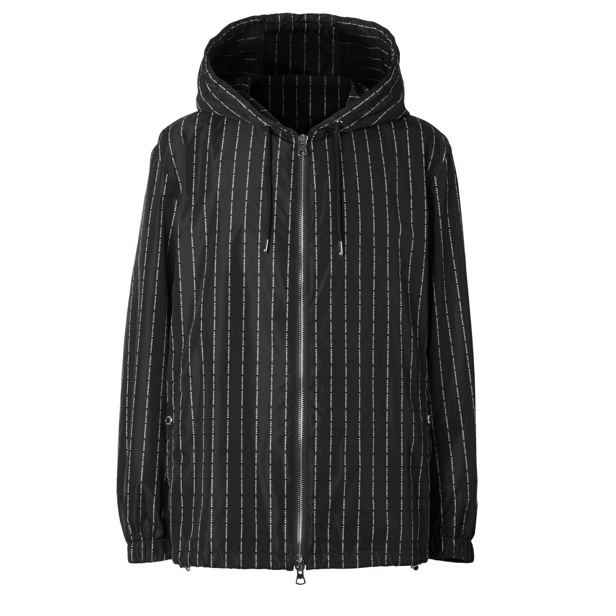 Veste à capuche en nylon avec fines rayures à logo - Black