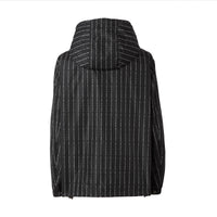 Veste à capuche en nylon avec fines rayures à logo - Black