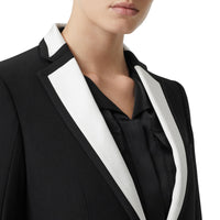 Veste tailleur en laine avec panneau en soie - Black
