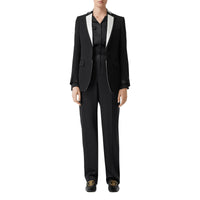 Veste tailleur en laine avec panneau en soie - Black