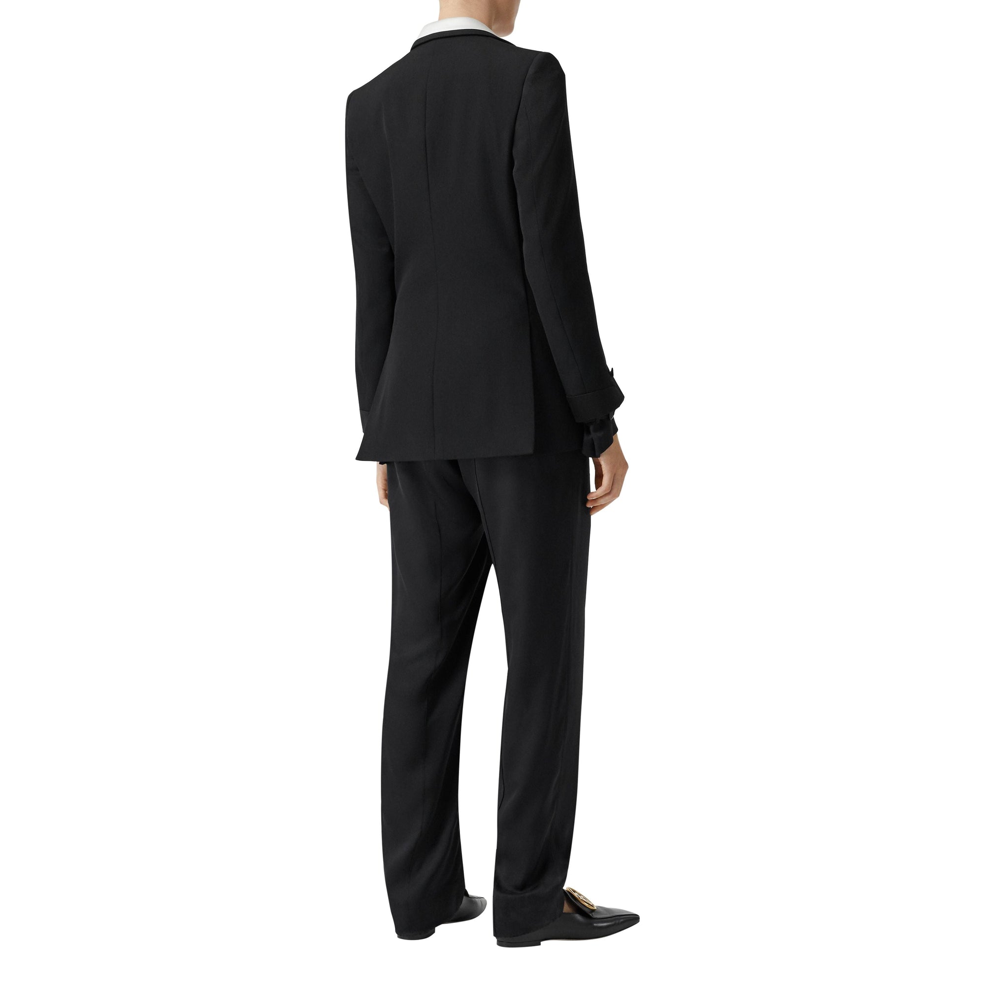 Veste tailleur en laine avec panneau en soie - Black