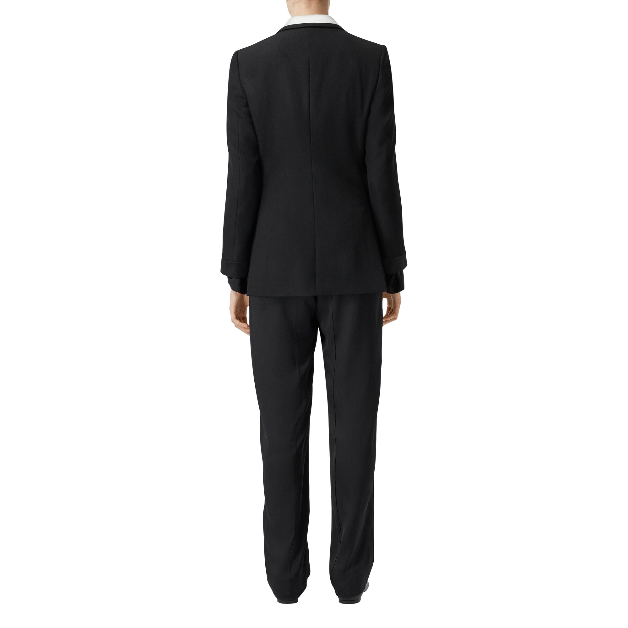 Veste tailleur en laine avec panneau en soie - Black