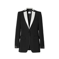Veste tailleur en laine avec panneau en soie - Black