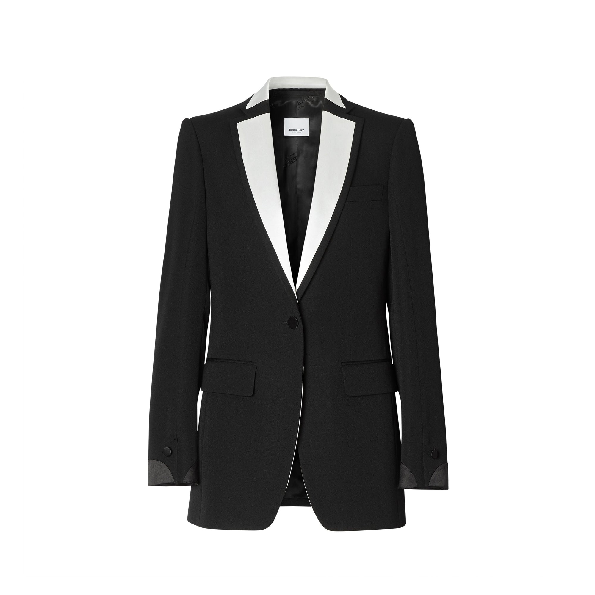 Veste tailleur en laine avec panneau en soie - Black
