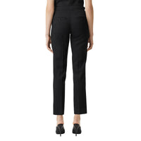 Pantalon tailleur en laine à rayures en satin - Black