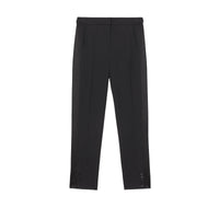 Pantalon tailleur en laine à rayures en satin - Black