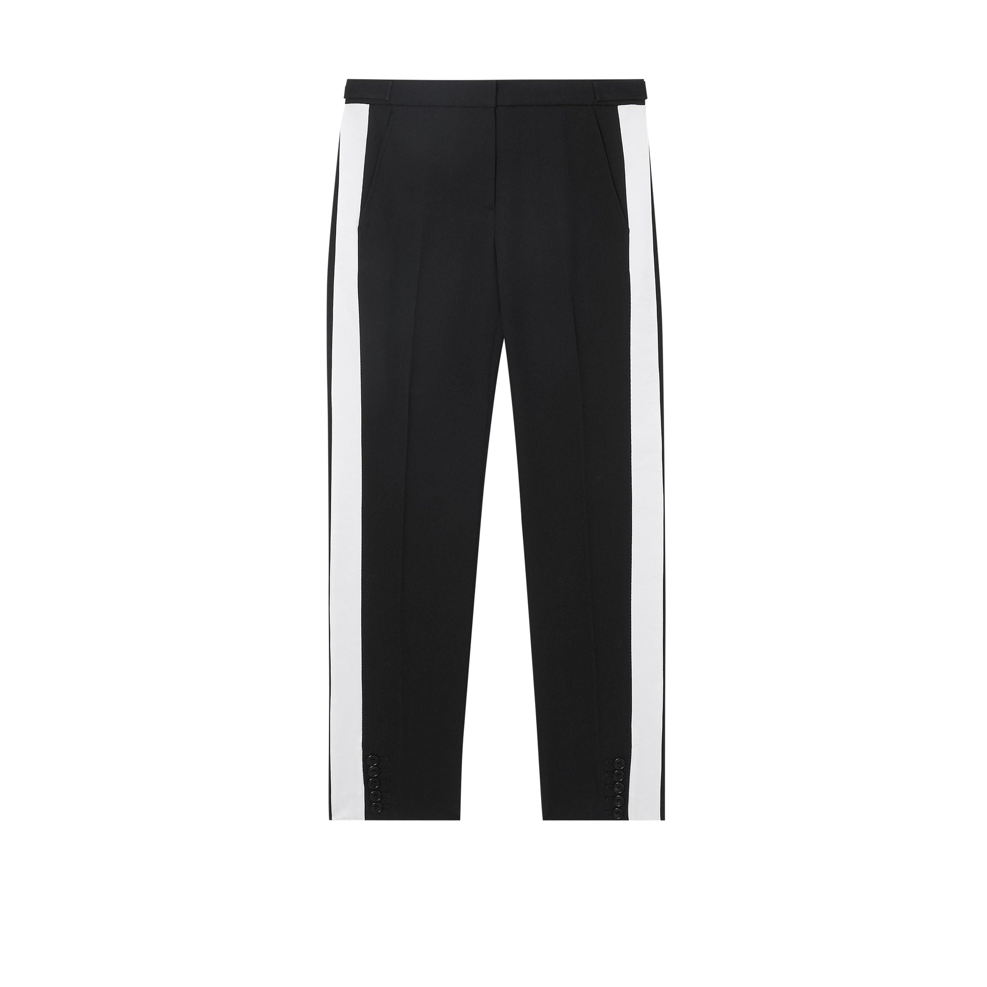 Pantalon tailleur en laine à bandes latérales - Black