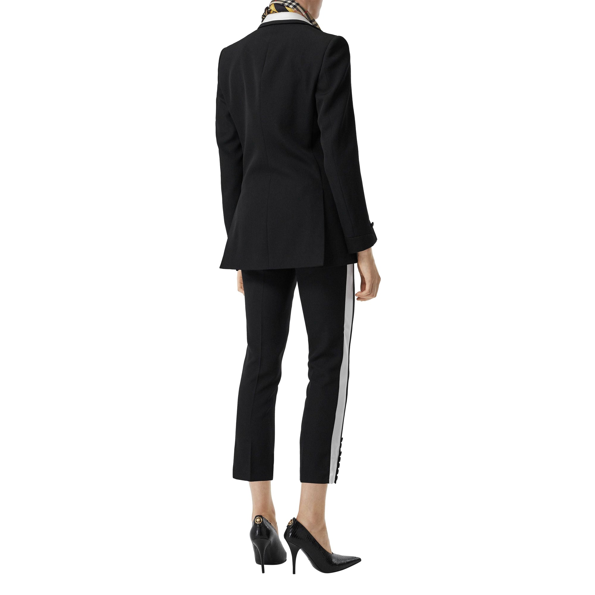 Pantalon tailleur en laine à bandes latérales - Black