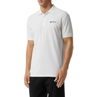 Polo oversize en piqué de coton avec coordonnées géographiques - White