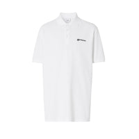Polo oversize en piqué de coton avec coordonnées géographiques - White