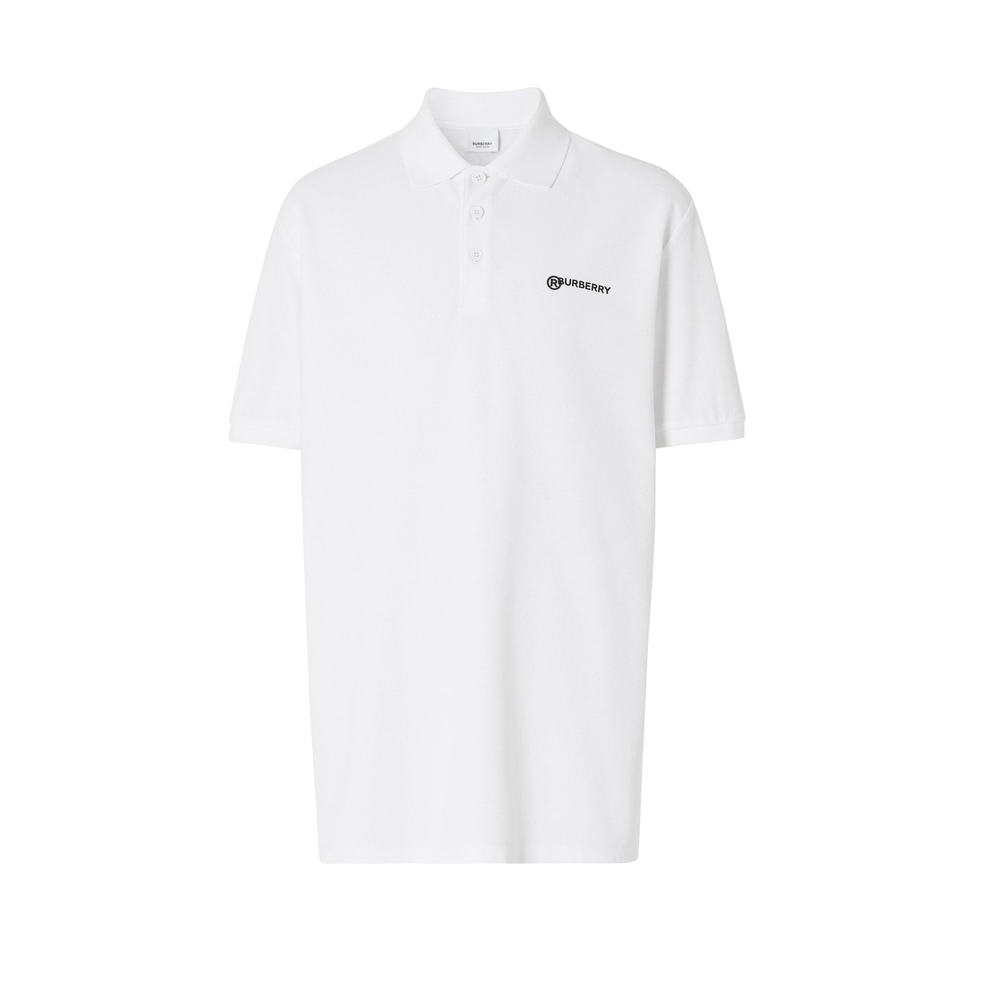 Polo oversize en piqué de coton avec coordonnées géographiques - White
